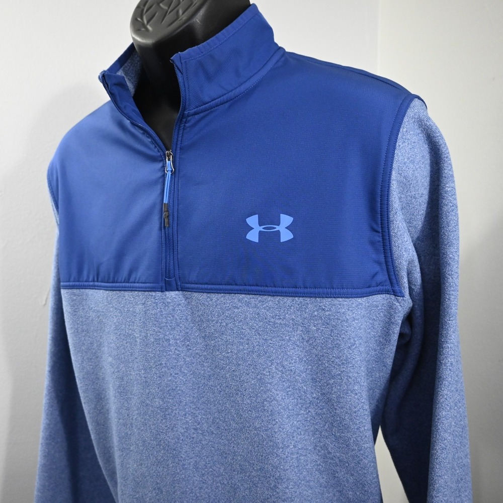 Under Armour ColdGear Infrared 1/4 Zip Fleece Golf Jacket Blue Pullover Mens XL